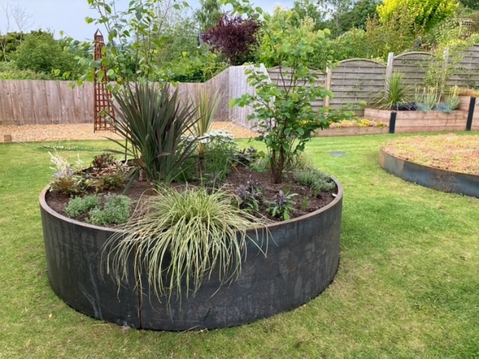 whole corten tree ring set out