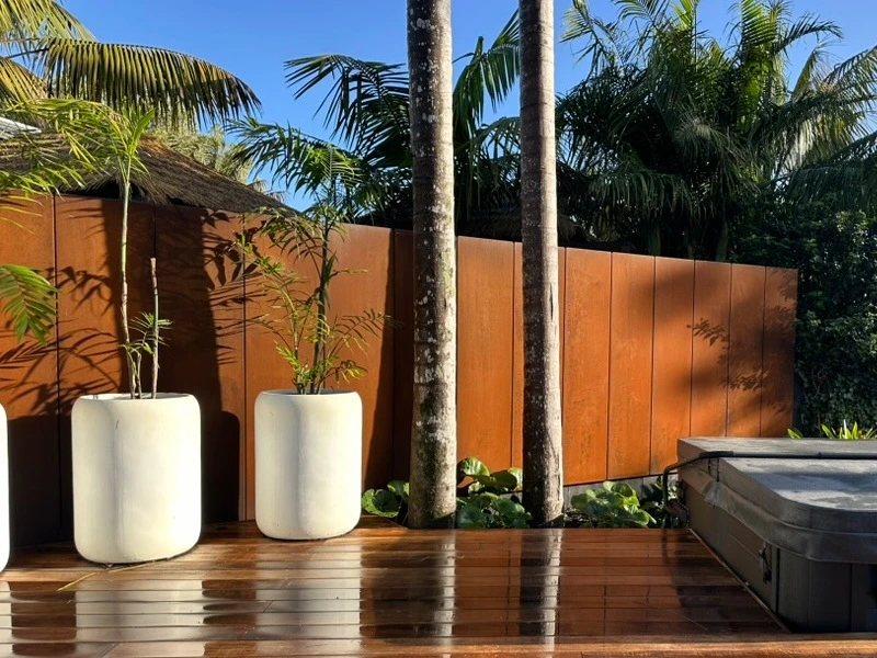 corten fence panel and palings